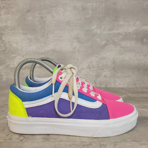 Vans Old Skool Shoes Womens Size 6.5 Skate Sneakers Colorblock Neon Athletic - Picture 5 of 13